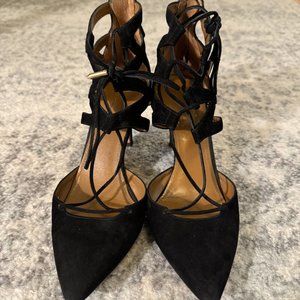 Aquazzura Belgravia Heels Black Suede Size 38